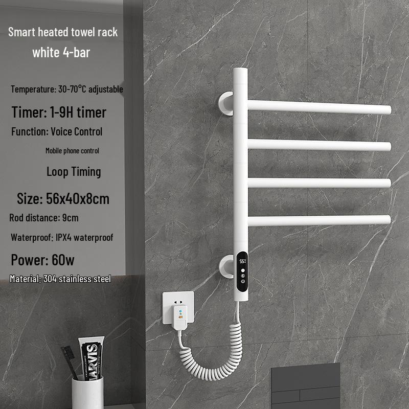 Stainless Steel Smart Electric Towel Rack with Rotatable Heating and Sterilization for Hotel Bathrooms