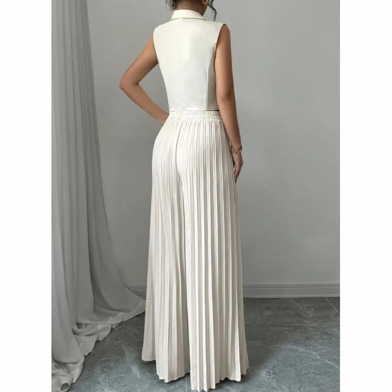 Módní vesta Vesta Plisovaná sukně Kalhotový kostým Dámské oblečení