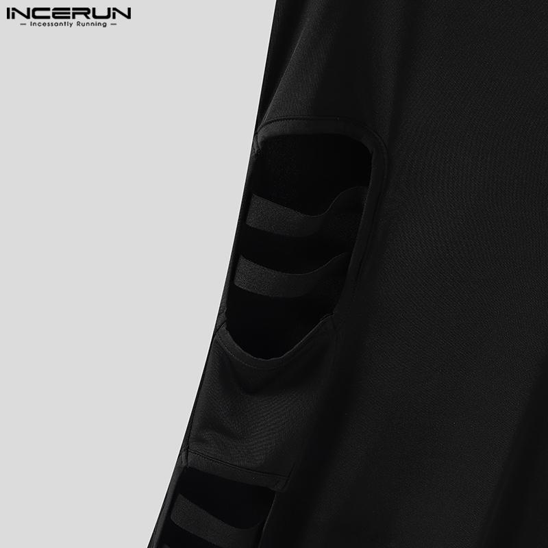 INCERUN Pánské Kombinézy s Krátkým Rukávem, Duté, Bandážované, Přiléhavé, Romper, Body