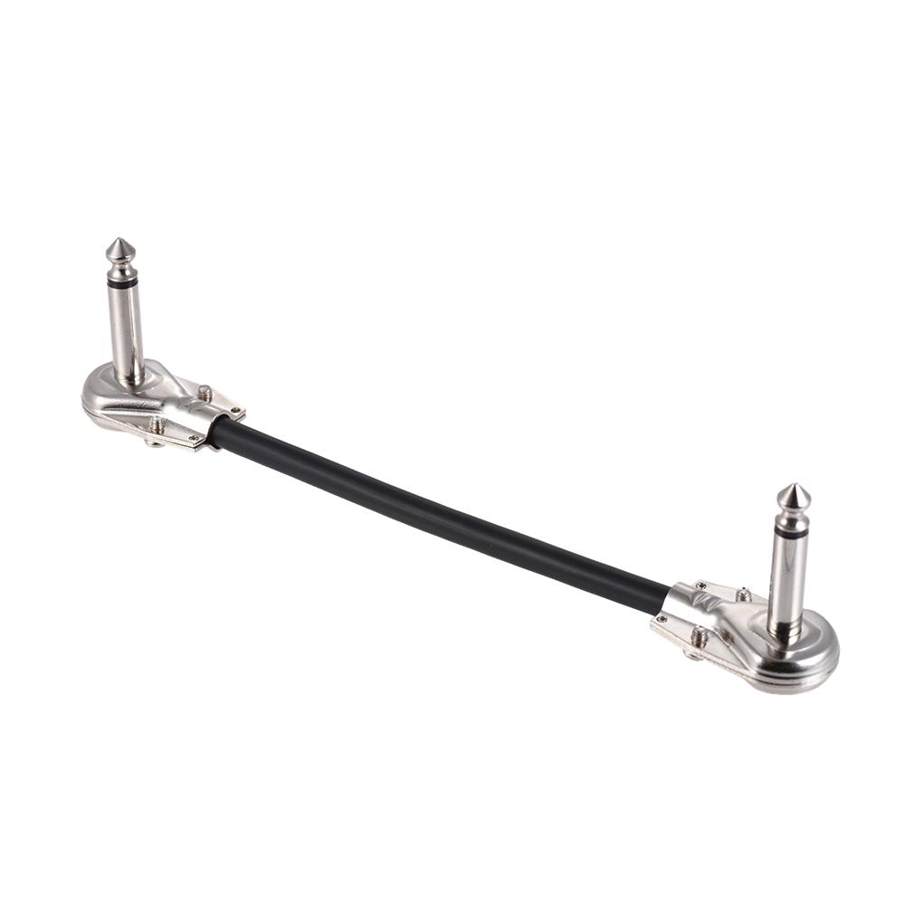 ammoon 30cm  12in Guitar Effect Pedal Instrument Patch Cable 1 4  Silver Right angle Plug Black PVC Jacket, 3 Pack