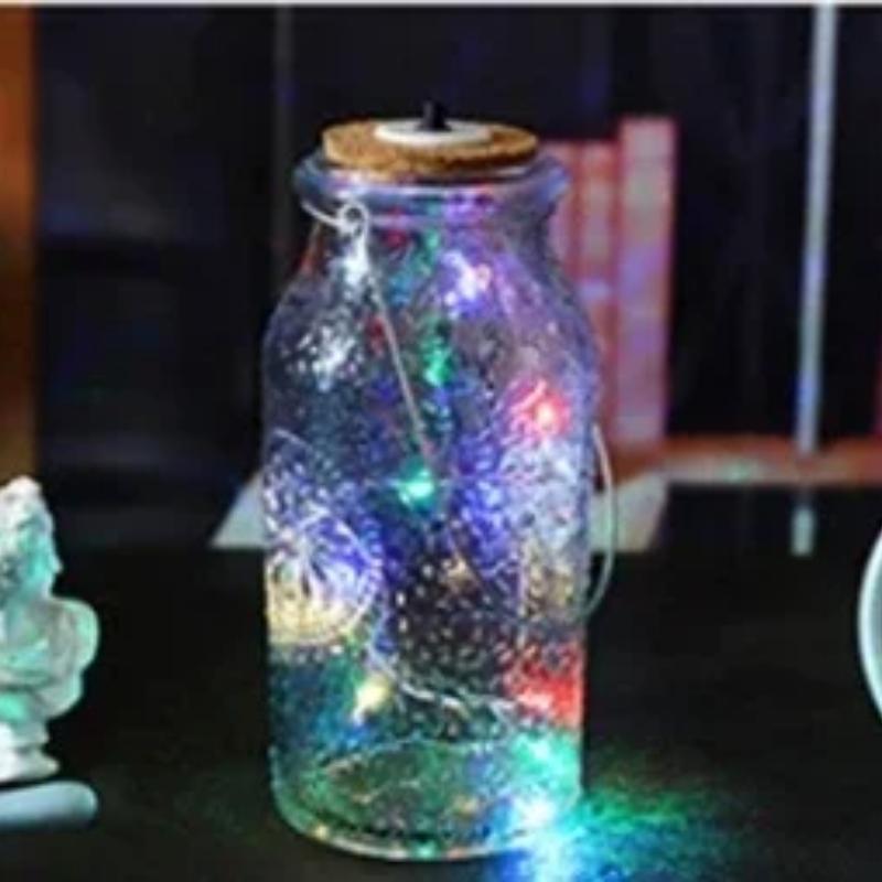 Mason Jar Waterproof Wishing Confession Bottle LED Handheld Night Light for Patio Yard Garden Wedding Decoration Holiday Party