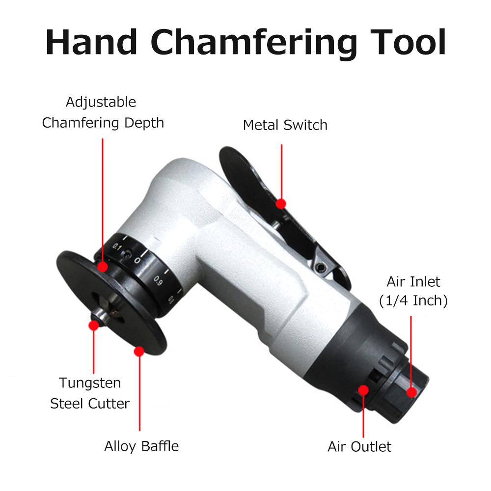 Mini Pneumatic Chamfering Machine 1/4 Inch Air Inlet Portable Hand Chamfering Tool with Adjustable