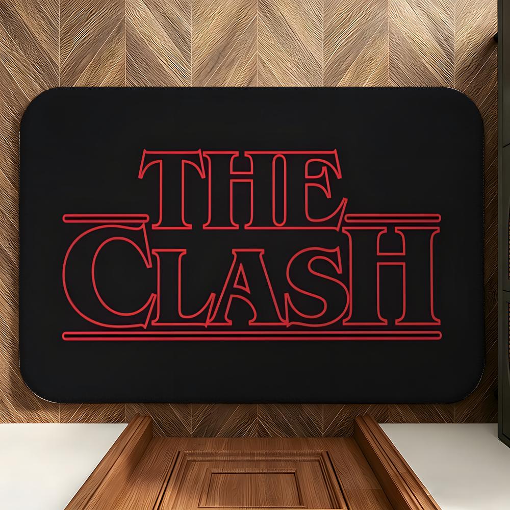 Music T-The C-Clash Floor Mat Soft Flannel Entrance Door Mat Non Slip Absorbent Bathroom Bedroom Floor Rug
