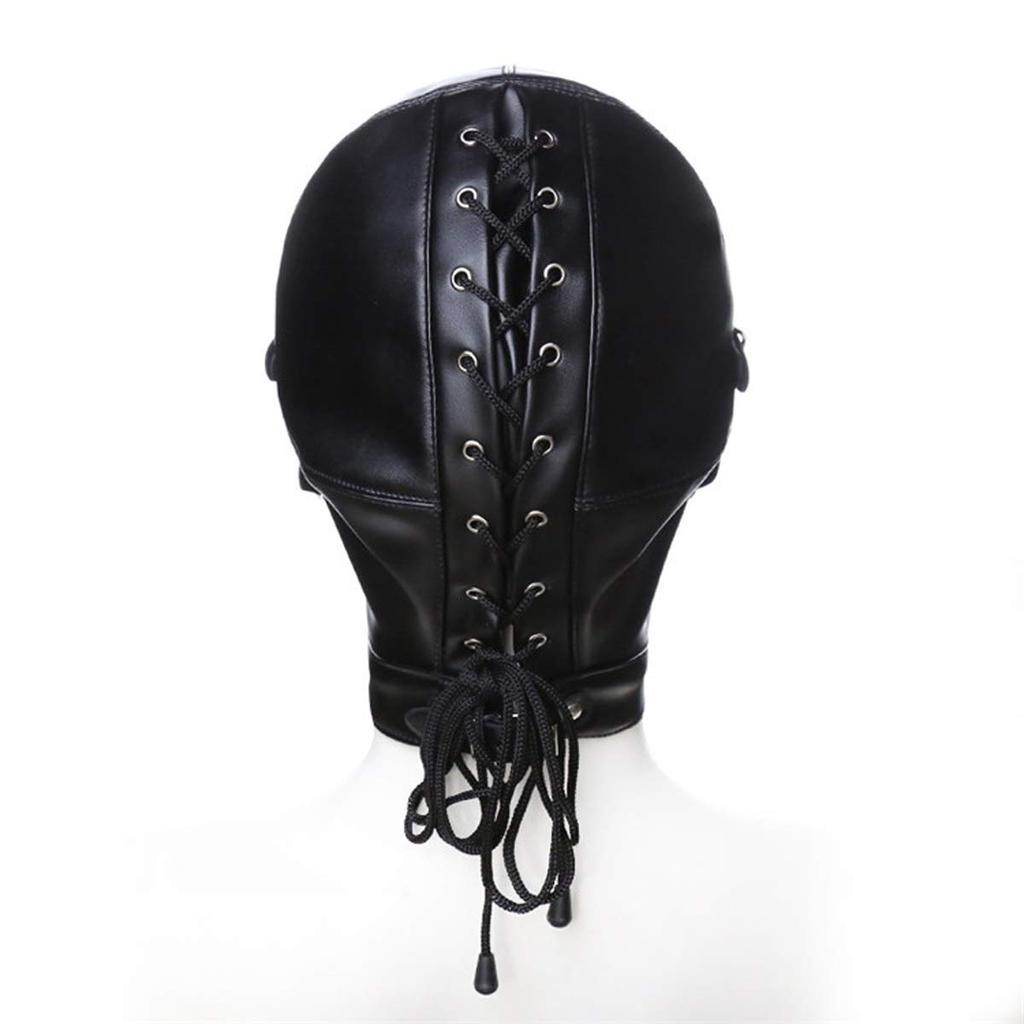 Ifukens Full Head PU Leather with Gag and Bondage Kinky Fetish SM Full Head Adult Black Full Head Mask Black Ball Leather Mask Mask, Ball, Mask, Mask,