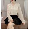 Camicetta in Chiffon Morbido con Pizzo e Volant Stile Francese per Donna Autunno con Design Unico e Stile Chic