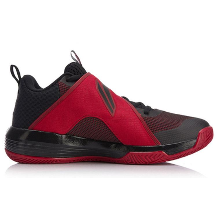 New LiNing Yushuai Non Slip Lightweight Mid Top Basketball Shoes Men's Black Red