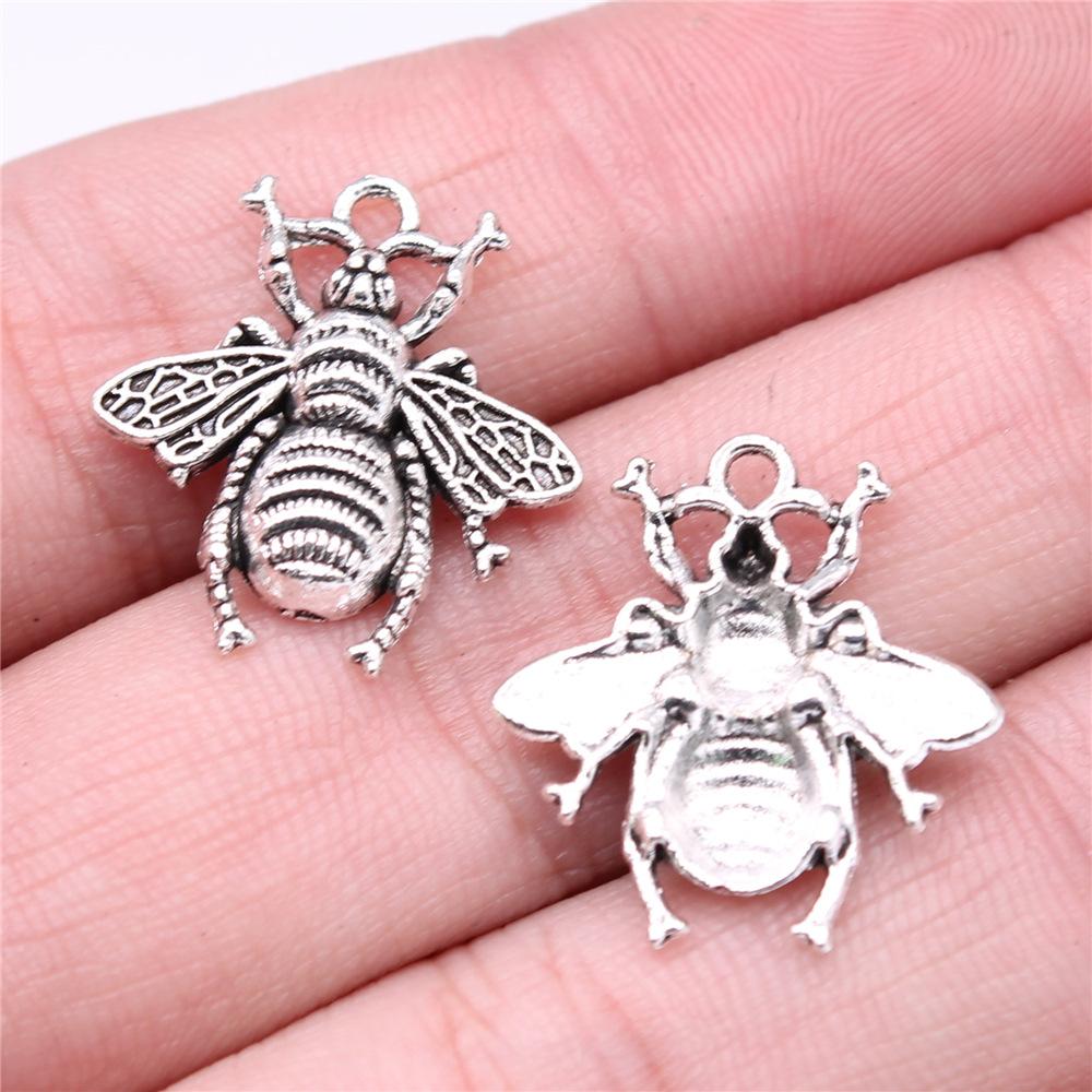 20pcs Charms Bee Tibetan Bronze Silver Color Pendants Antique Jewelry Making DIY Handmade Craft