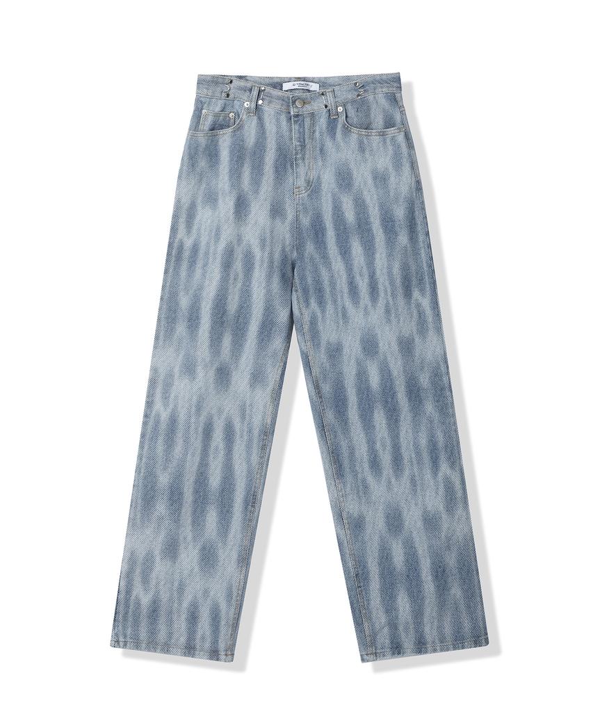 AVANDRESS Buckle Wide Denim Pants Snake Blue