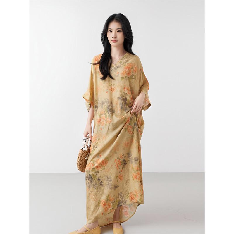 Aiyilian Bohemian Print Loose Summer Dress M