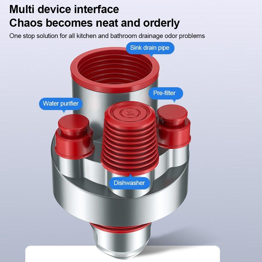 Anti Odor Sink Drain Pipe Adapter 4 in 1 Multifunctional Dishwasher Water Pipe Connector Sealing Ring Drainage Water Pipe Joint