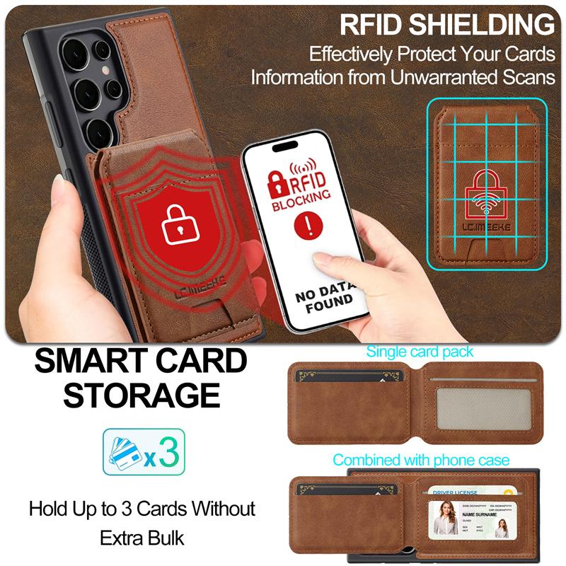 2 In 1 Magsafe Wallet Leather Phone Case For Samsung Galaxy S26 S25 S24 S23 S22 S21 Ultra Plus S20 FE Magnetic Card Holder Cover