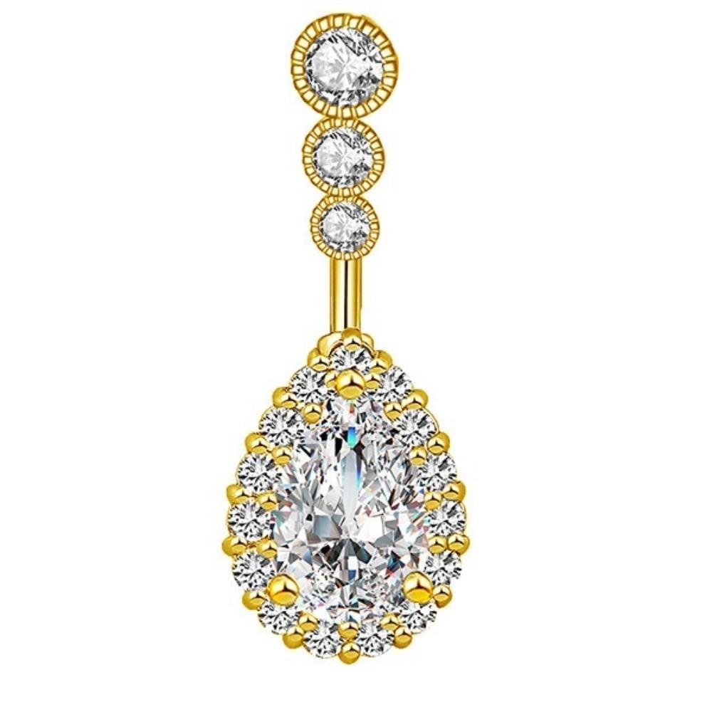 Rhinestone Belly Button Ring Stainless Steel Body Piercing Jewelry Zircon Navel Ring Gift