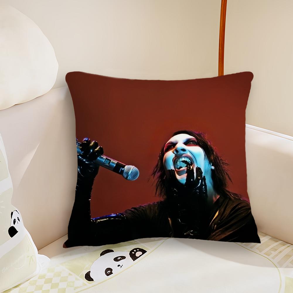 Signer M-Marilyn Manson Music cushion cover Living Room Headboard Bedroom Office Cushion Cushion Sofa Nap Time Pillow Case