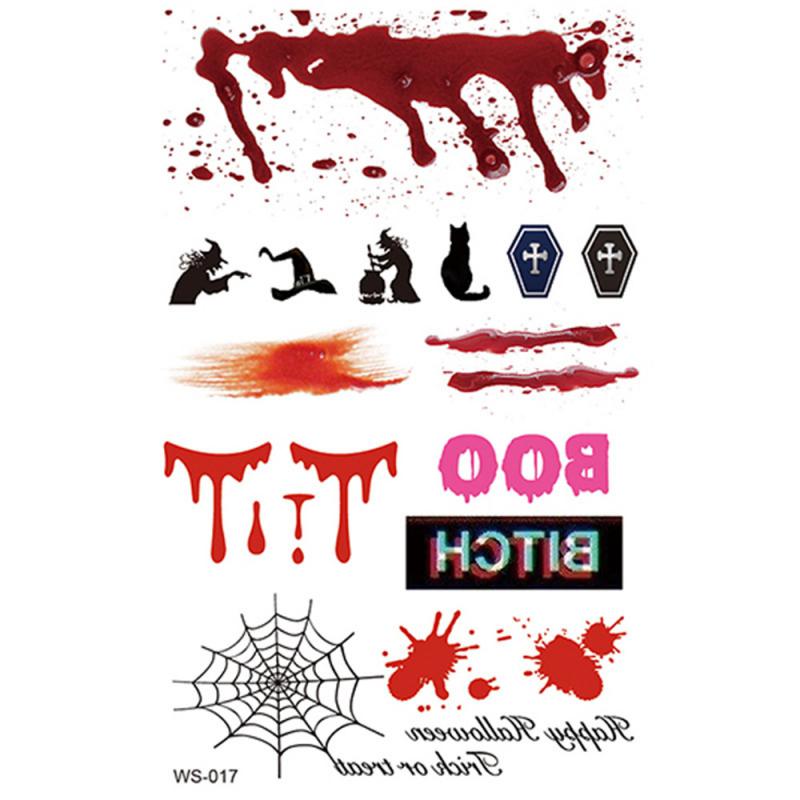 Halloween Realistic Terror Wounds Tattoos Waterproof Tattoo Sticker With Fake Scab Blood Special Costume Small Neck Fake Tatoo