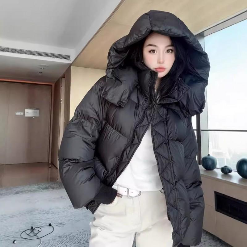 Womens Short Puffer Coat 2026 Winter Thick Cotton-Padded Hooded Jacket Loose Fit Casual Chic Outerwear