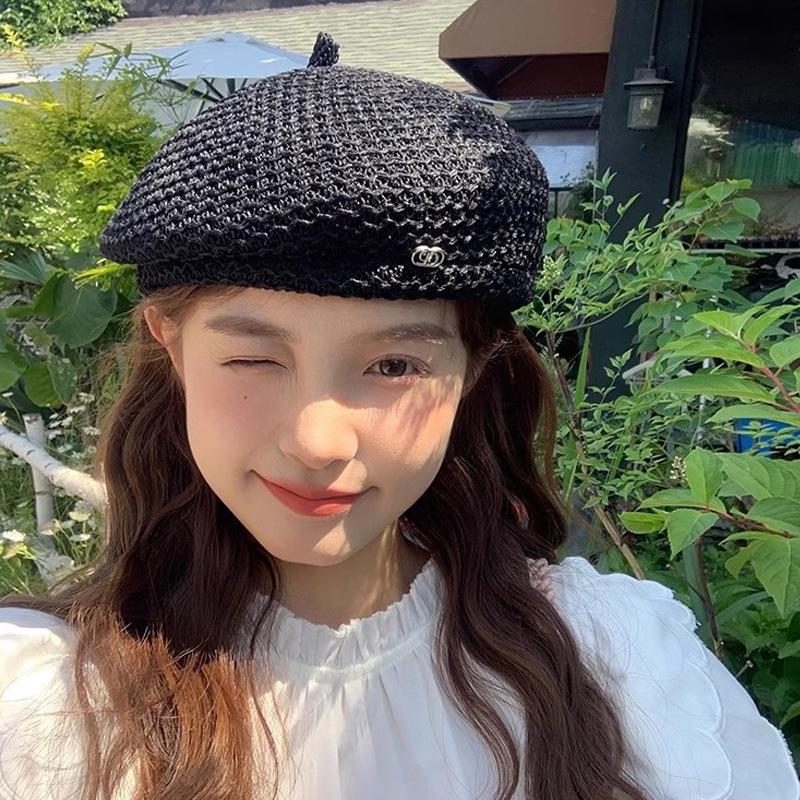 New Spring and Summer Black Temperament Elegant Painter Hat Female Face Small Versatile Breathable Thin Beret