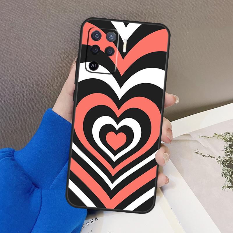 Latte Love Tunnel Brown Heart Case For Oppo A76 A16 A96 A17 A18 A60 A80 A40 A38 A58 A78 A98 A94 A74 A54 A15 A57 A77 A5 Pro