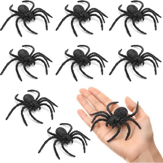 Plastic Spiders Halloween Spiders Large Fake Spiders for Halloween Toys Props Halloween Decorations Party Decor Black Plastic Spiders 8PCS Black Big 3.9 x3.7
