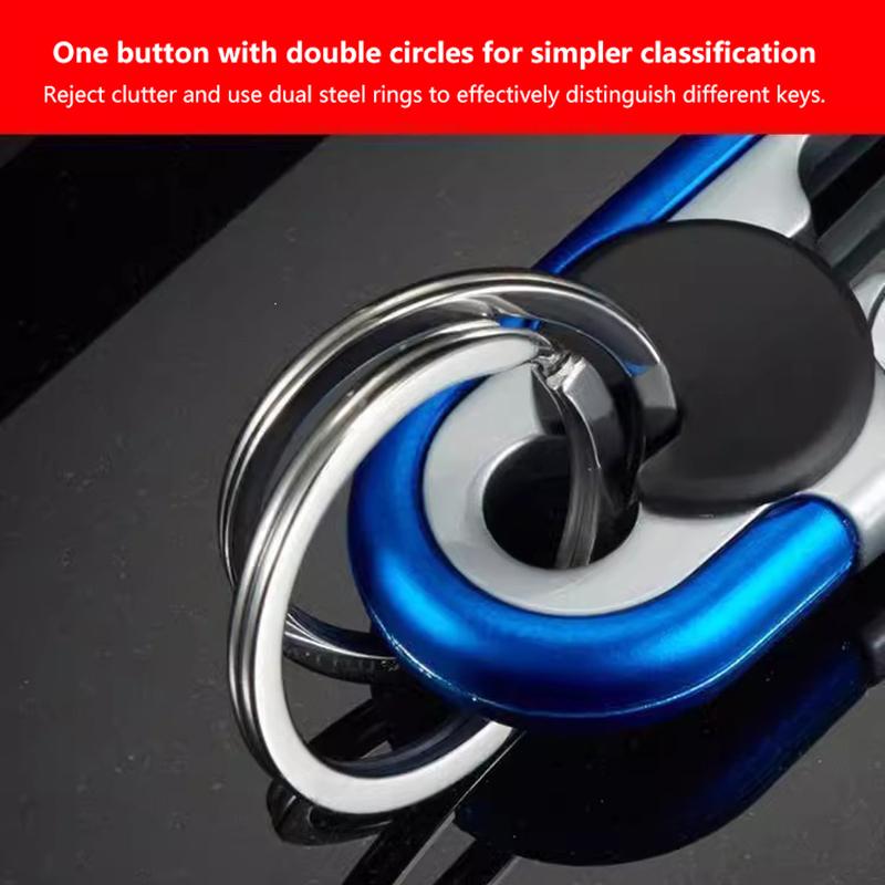 Rotatable Lock Carabiner Keychain Heavy Duty Metal Double Ring Anti-Lost Key Holder for Outdoor Hiking Camping Daily Use