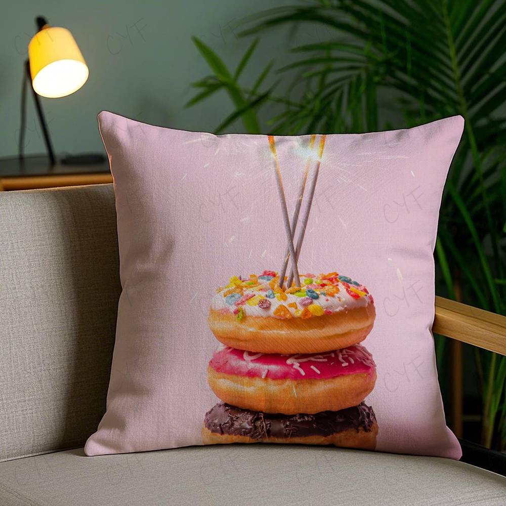 Sweet Donut Cute Anime Pillow Case Custom Printed Brushed Fleece Pillow, Baby Skin-Touch, Eco-Friendly Dye-Sublimation Cushion F