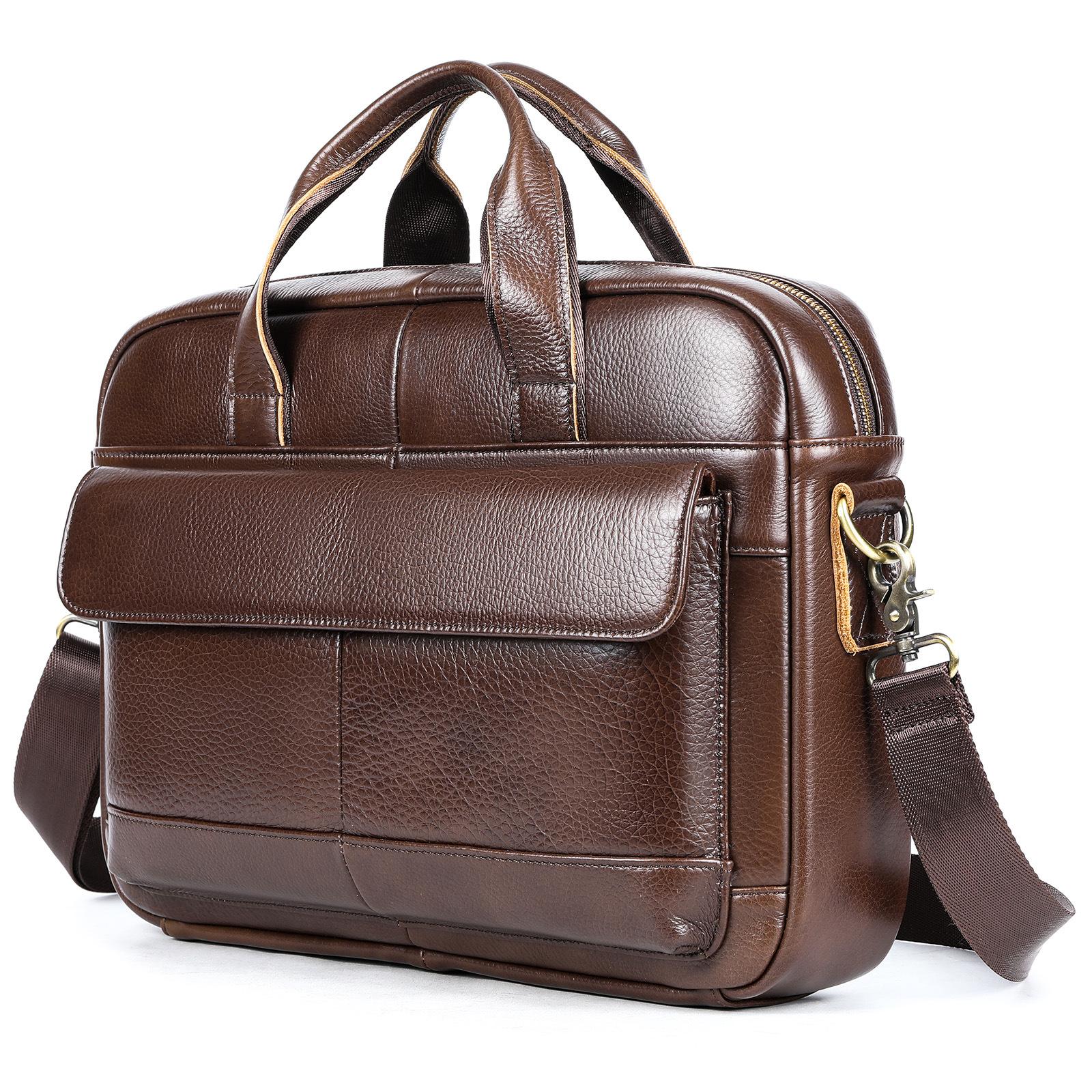 

Нова чоловіча сумка-портфель великої місткості для бізнесу, сумка для ноутбука, 100% коров яча шкіра, на плече, кросбоді, модна сумка-месенджер кавовий