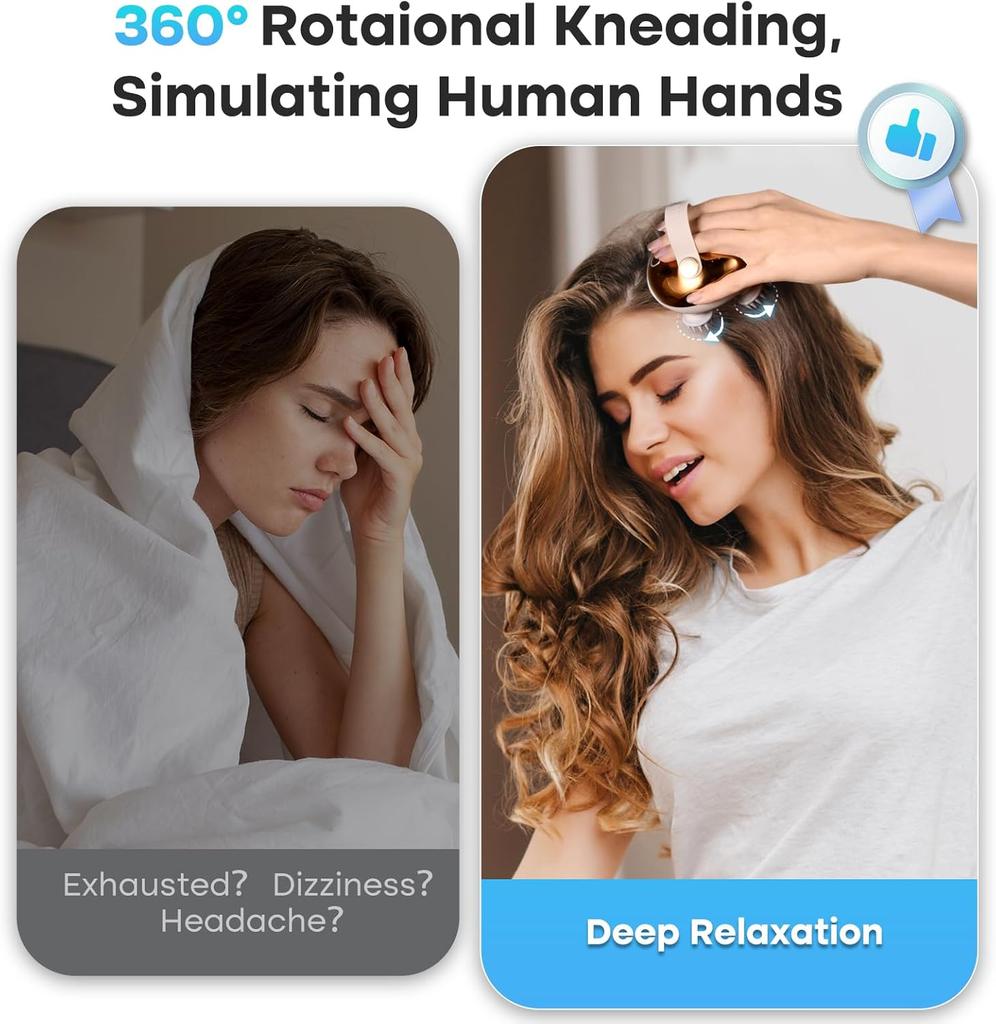 Rechargeable Electric Scalp Massager Waterproof Head Massager for Stress Relief Handheld Hair Scalp Scratcher