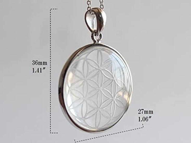 Flower of Life (Sacred Geometry) Crystal Pendant Top In Sterling Silver 925