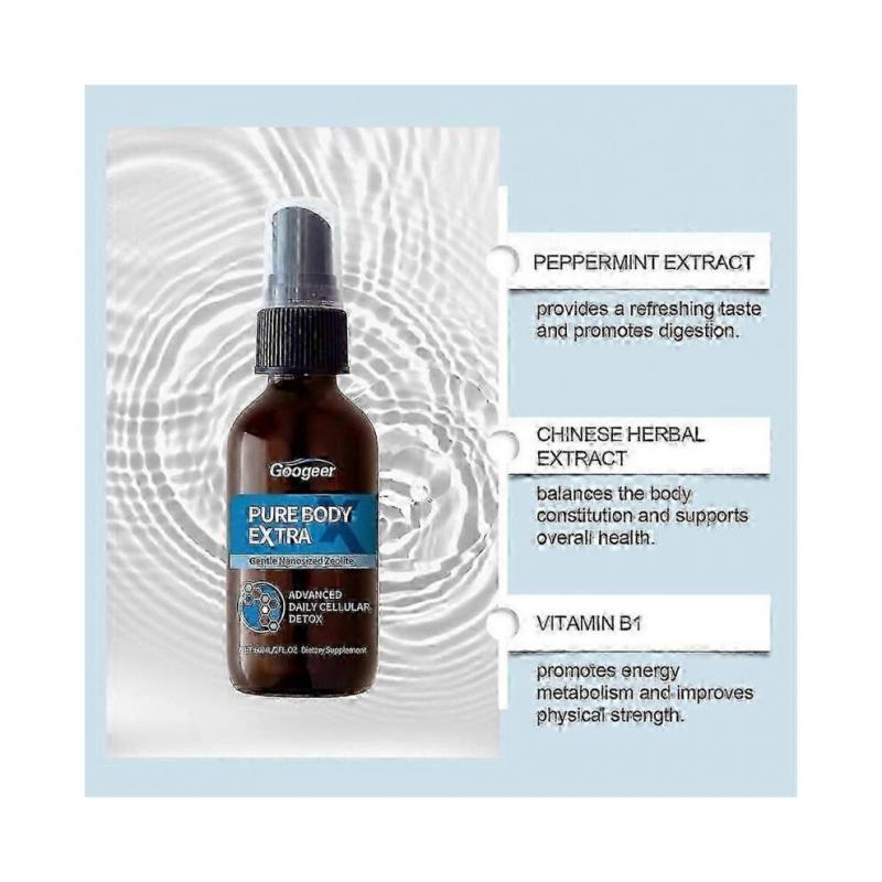 Pure Body Extra Nanosized Zeolit Spray Naturlig Daglig Detox för Kvinnor Män Resevänlig Kroppsvård Fräschhet