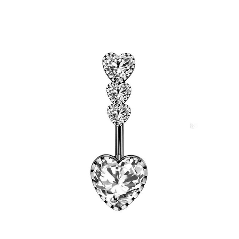 Europeiska och amerikanska New Aaa Peach Heart Zirkon Navel Ring Dripping Oil Bokstav Navel Nagel Piercing Smycken 