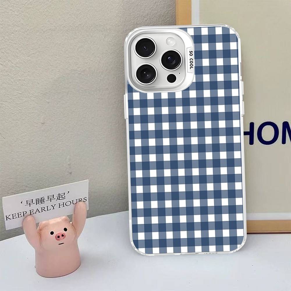 Simple Chic Lattice Pattern Phone Case For iPhone 17 16 15 14 13 12 11 Pro MAX Matte Shockproof Back Anti Fall Matte Cover