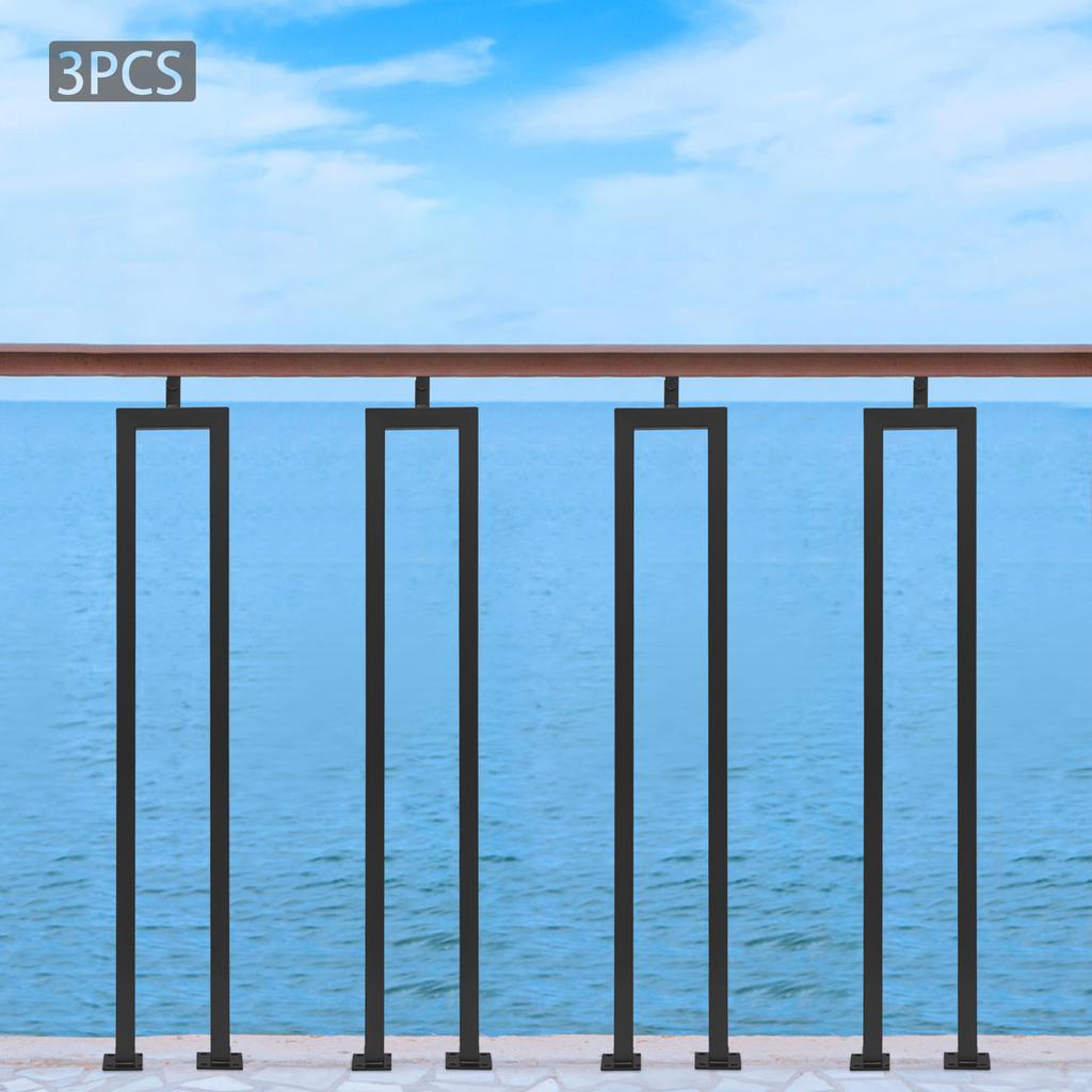 3PCS Stair Balusters, 36" U-Shaped Stairs Railing with Adjustable Top Bracket for Indoor Staircases