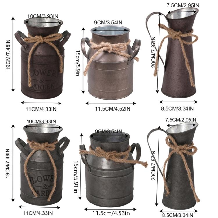 Metal Floral Holder, Durability Rusts Finish Country Holder Milk Can for Homes Gardening Flower Holder Decorations