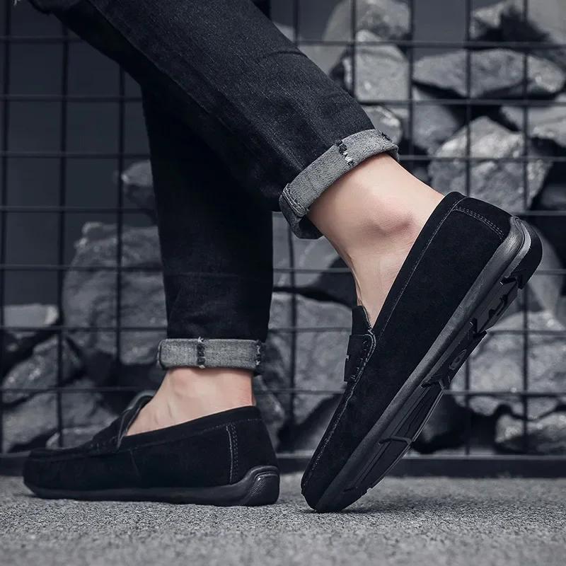 2024 Spring Summer Hot Sell Moccasins Men Loafers High Quality Genuine Leather Shoe Men Flats Lightweight Driving Shoes