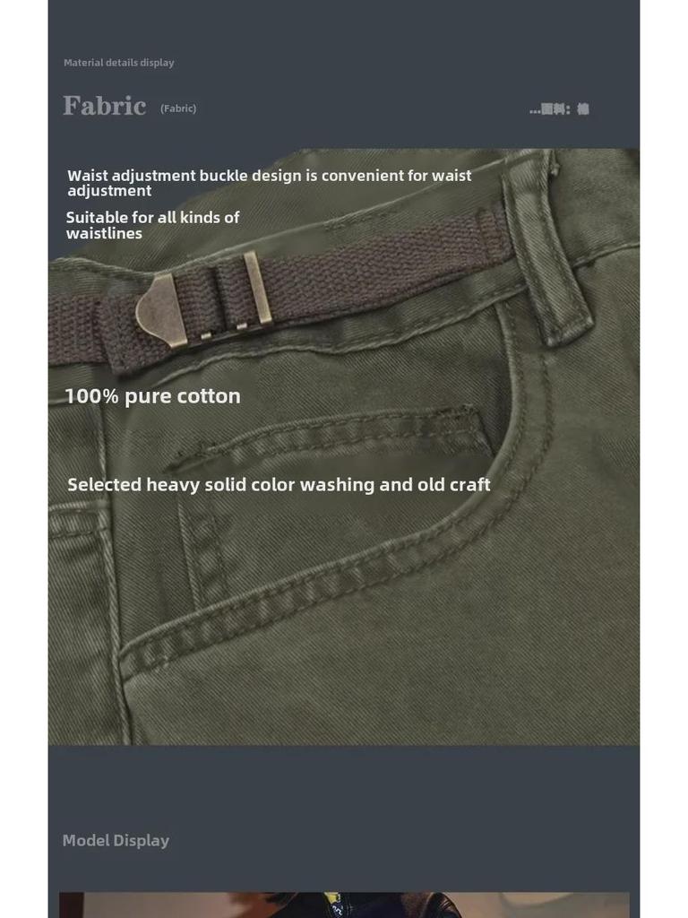 2024 Ami Khaki Retro Casual Unisex Overalls - Trendy Wide-Leg, Straight Pants with Multiple Pockets