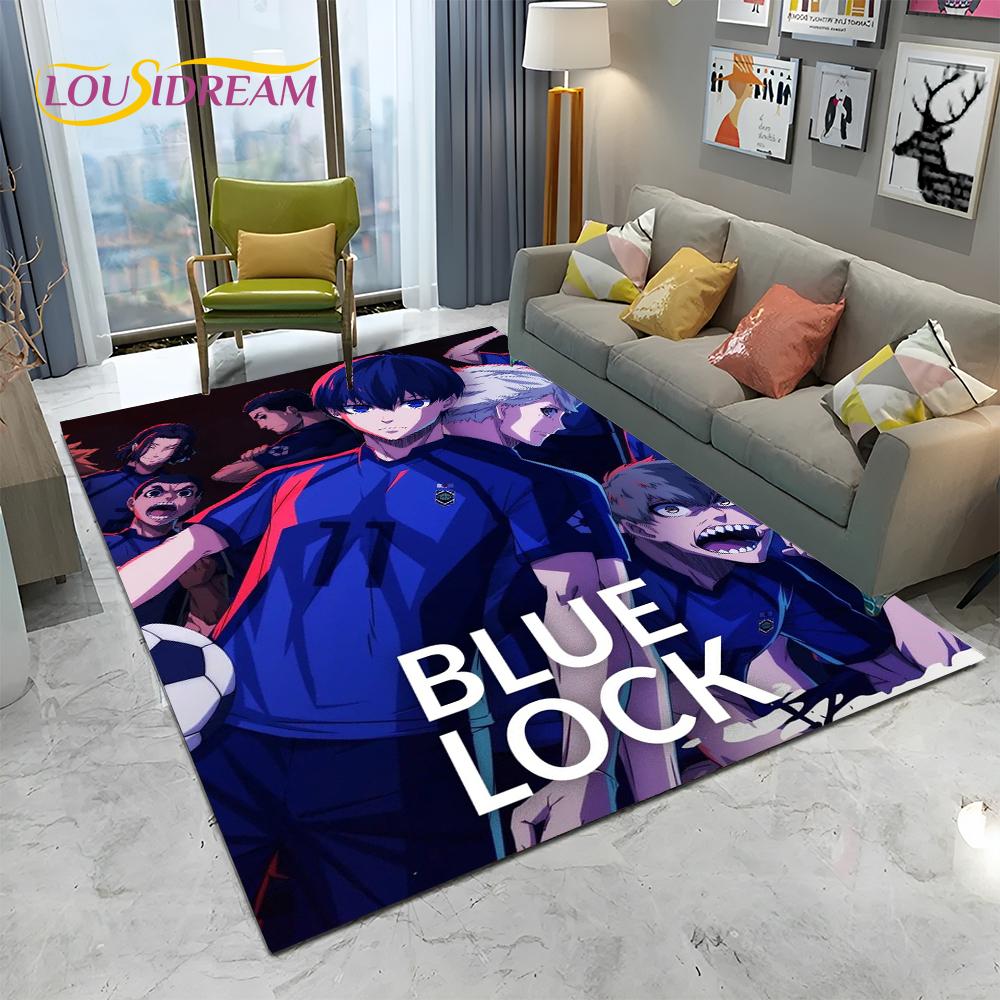 Teppich mit Cartoon-Motiv, blaues Schloss, Fußball, Anime, für Zuhause, Wohnzimmer, Schlafzimmer, Sofa, Fußmatte, Dekoration, Kinderspielbereich, rutschfeste Bodenmatte