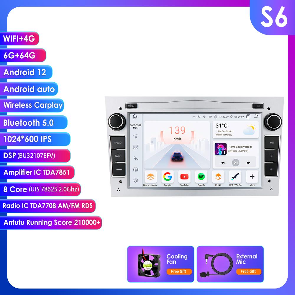 Hizpo Android 14 CarRadio DSP Wireless Carplay Auto for Opel Astra H J 2004 Vectra Vauxhall Antara Zafira Corsa C D Vivaro Meriva Veda
