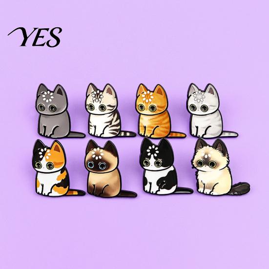 Enamel Hat Pins Cartoon Cat Brooch Pin for Clothing, Kitten Alloy Badge Pin, Backpacks Hats Scarves Decorative Accessory, Gift Lovers Casual Wear