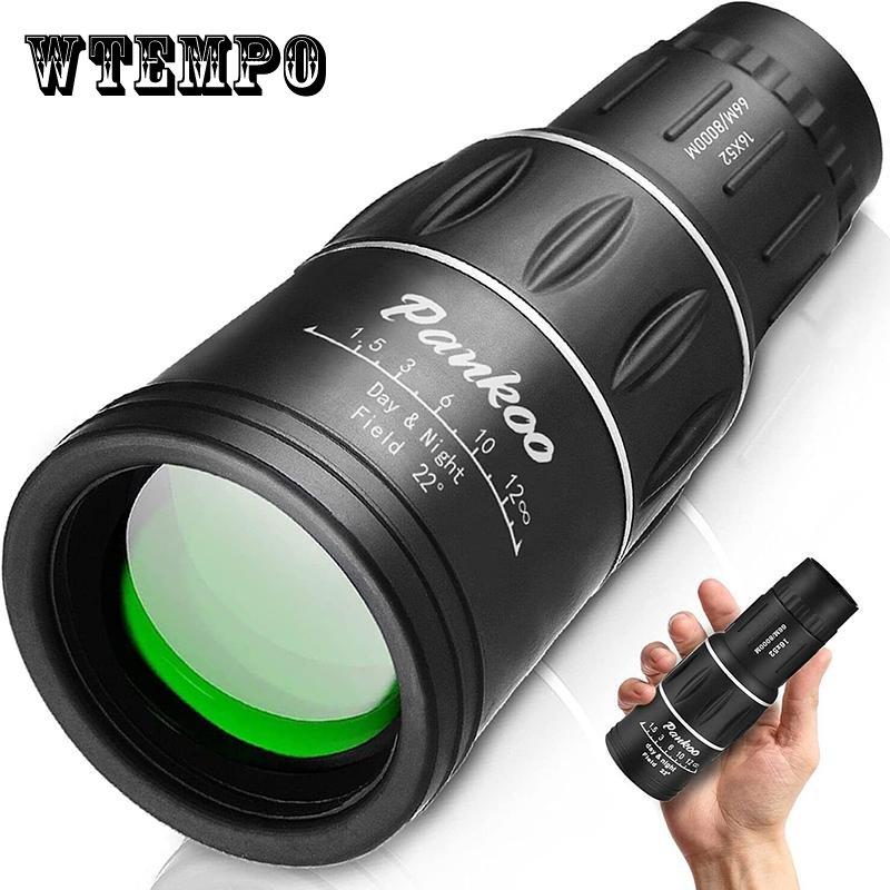 

Монокулярний телескоп 16x52 високої потужності Призма Компактний монокуляр Дорослі Діти HD для спостереження за птахами Полювання Піші прогулянки Концерт Подорожі чорний