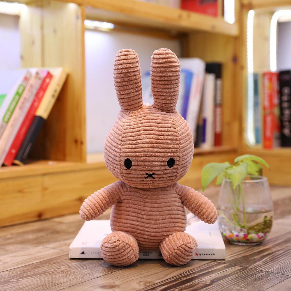 Kawaii Miffy Corduroy Striped Plush Doll Cute Miffy Peripheral Plush Doll Sitting Posture Home Decoration Fun Toy Girl Gift