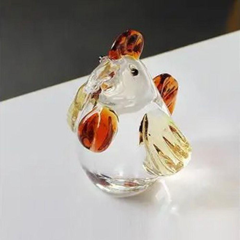 Niedliche Kristall Hahn Ornament Glasierte Tierfigur DIY Hühnerfigur Desktop