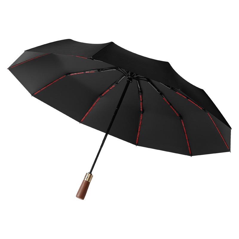 High-end Solid Wood Handle 168 Bone Automatic Weather and Rain Dual-purpose Sunscreen Enlarged Size Enlarged Reinforcement Thickened UV Protection