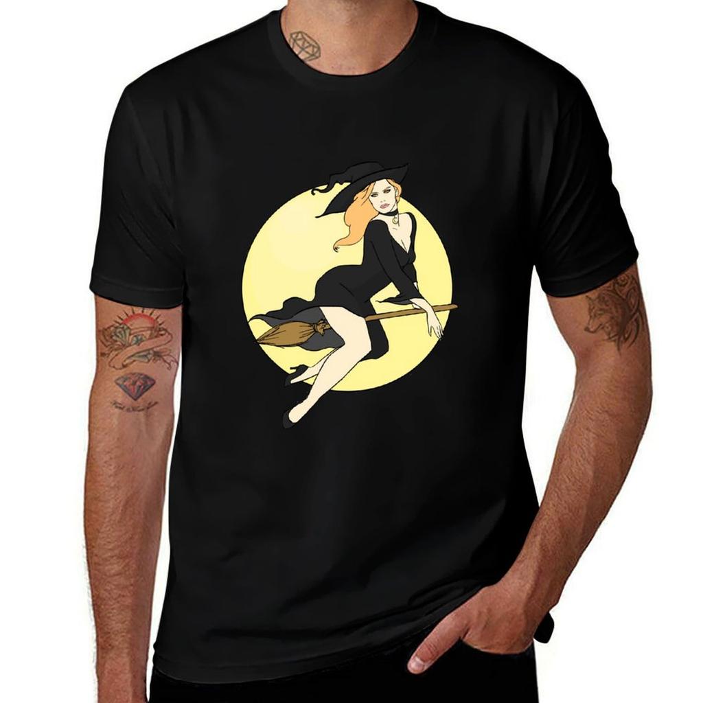 Witch Pinup Tshirt Light Athletic Short Sleeve Tee Shirt Tshirt