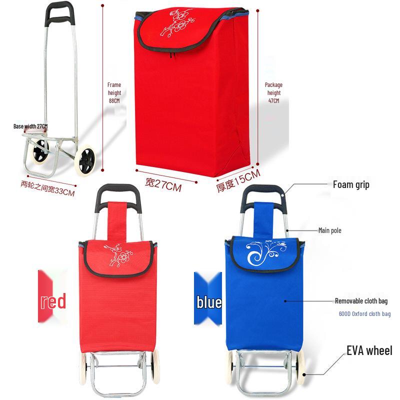 Three-Wheeled Foldable Shopping Cart with Chair, Stair-Climbing Handcart for Elderly, Ideal for Supermarket and Vegetables.