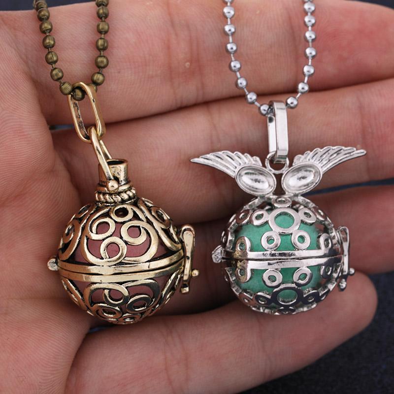 Popular Multi Styles Hollow Vintage Necklace Jewelry Music Ball Pregnancy Bell Necklace Aroma Essential Oil Locket Pendant