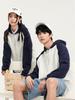 320g Unisex Youthful Trendy Loose Color Block Zipper Raglan Hoodie Cardigan