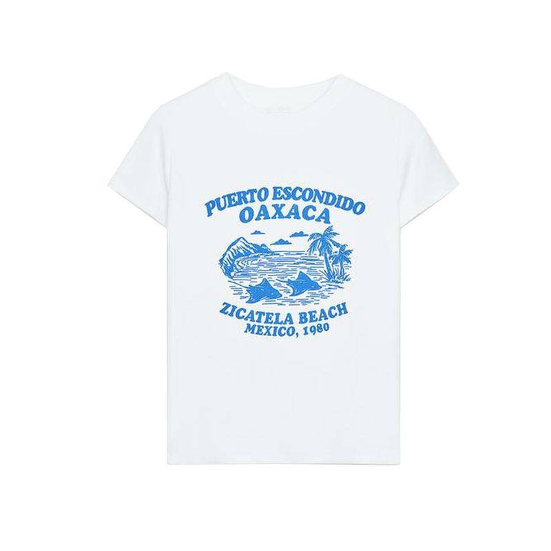 New Fall Women's Clothing Fashion All-Match Cotton Printing Casual Minimalist Round Neck Short Sleeve T-shirt 0085805