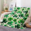 1PC Four-leaf clover Print FlAannel Blanket, High quality Comfortable for All Seasons, Home Decor, Warmth and Comfort