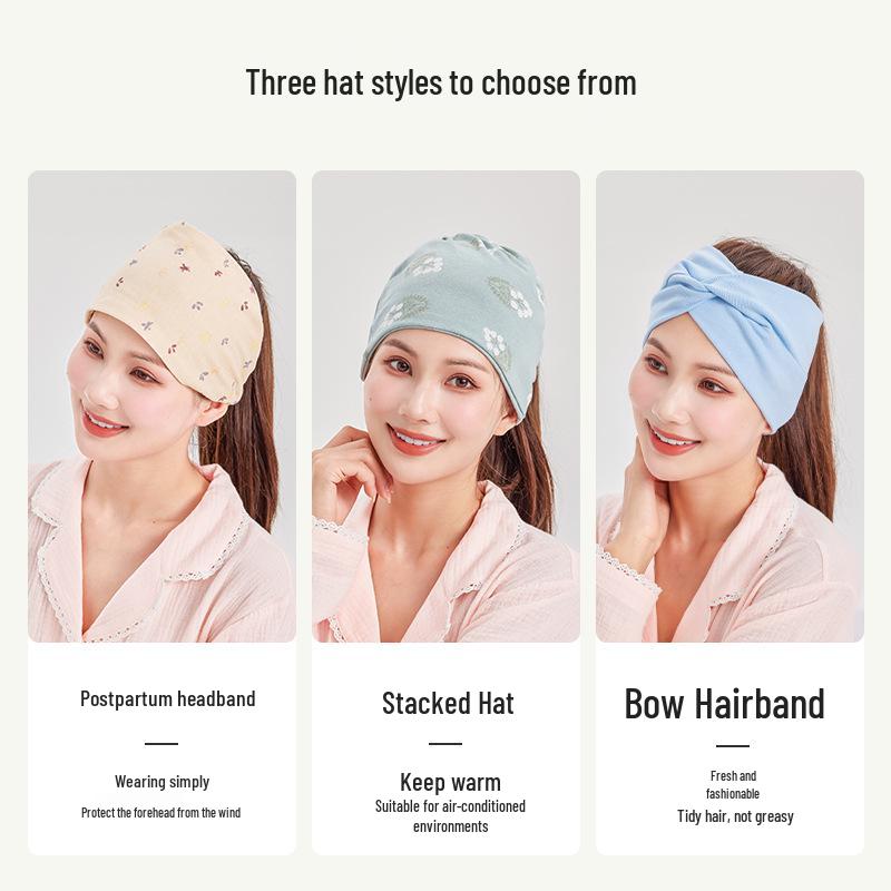 Windproof Cotton Postpartum Headscarf & Hat for Spring/Summer – Maternity & Pregnant Women's Essential