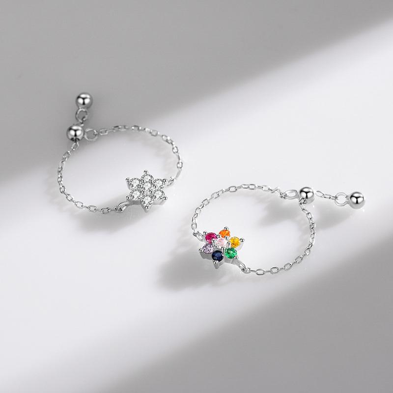 26 Style CZ Heart Flower Infinite Symbol Link Chain Ring 925 Sterling Silver Hearts Adjustable Rings For Women Jewelry