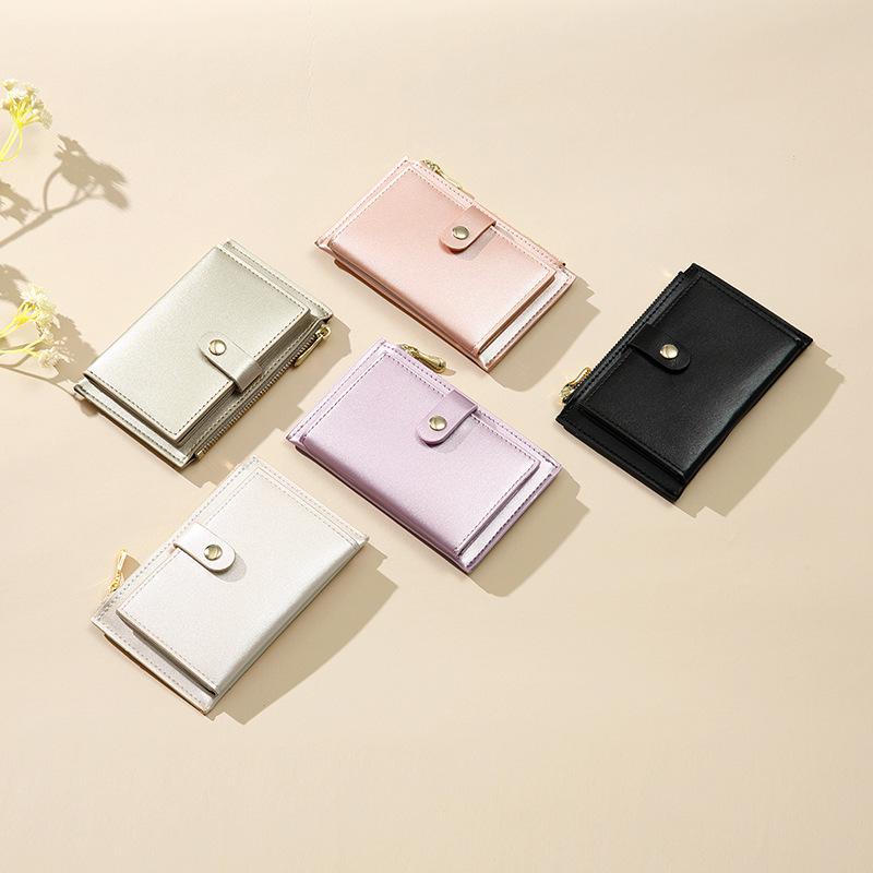 HAITAO Women's Pearlescent Korean Wallet: Compact Zipper Bag with Multi-Card Slots and Coin Purse.